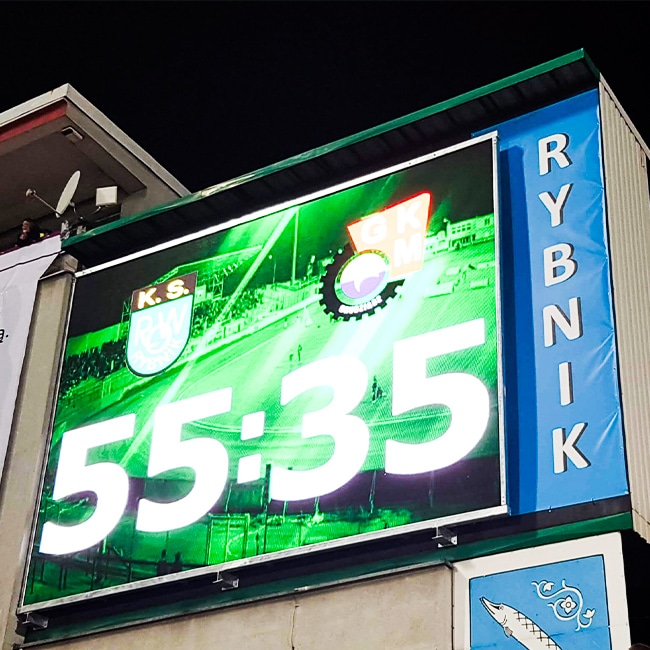 Ekran LED P10 Stadion Miejski w Rybniku - TDC Polska - led reklamowe